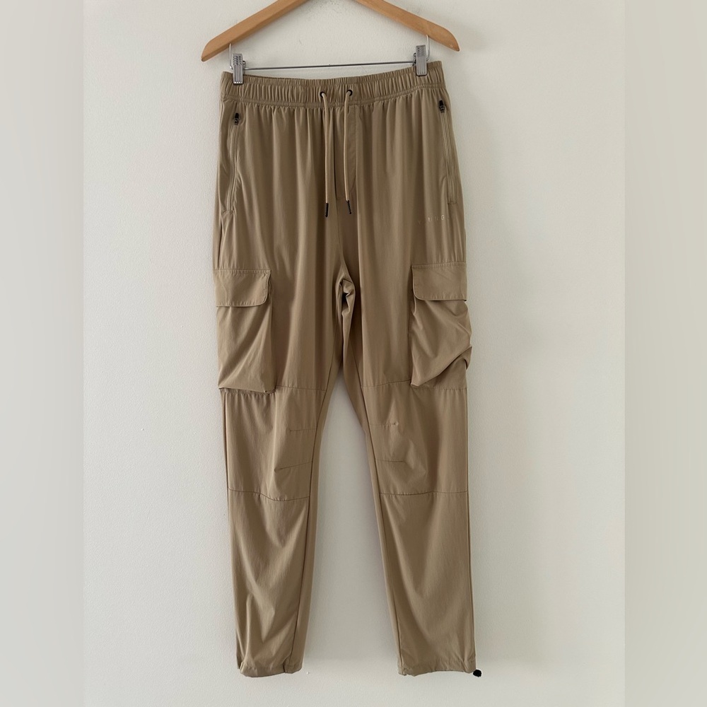 YoungLA Men's Khaki Cargo Jogger Pants - Drawstring Waist